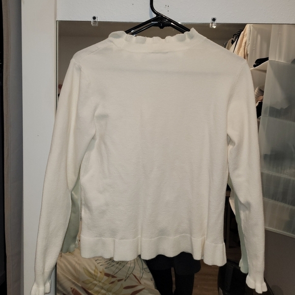 J. Jill Womens Cotton Button Up Ruffle Cardigan Sweater Size XS - Picture 6 of 7